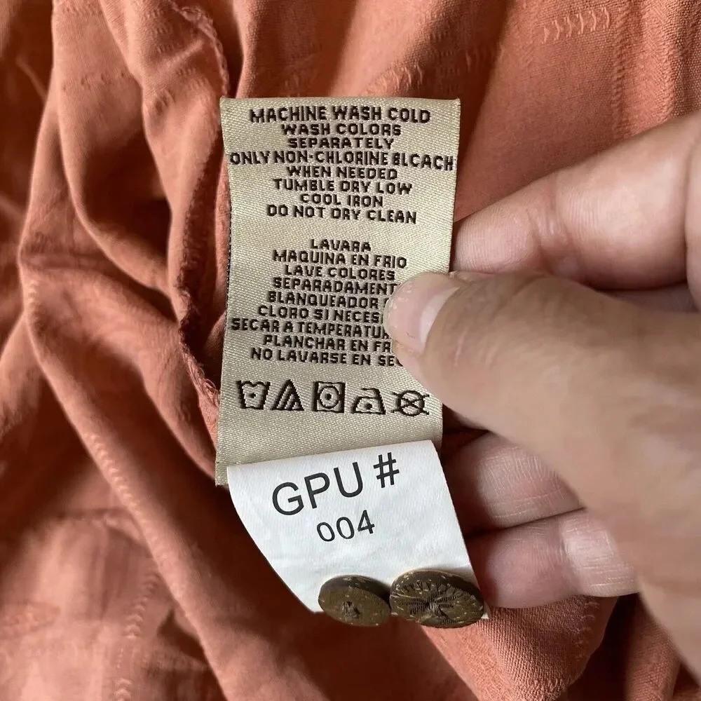 Jamaica Jaxx Shirt Mens L Orange Silk Hawaiian Camp Button Up Collared Pocket - Picture 8 of 8